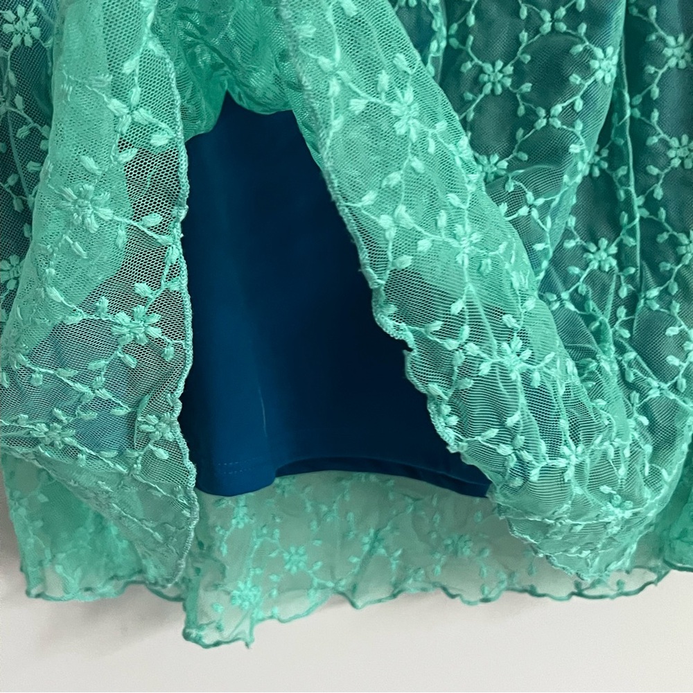 LuLaRoe Lola Mint Green Floral Lace Midi Knee Length Skirt - Picture 3 of 4